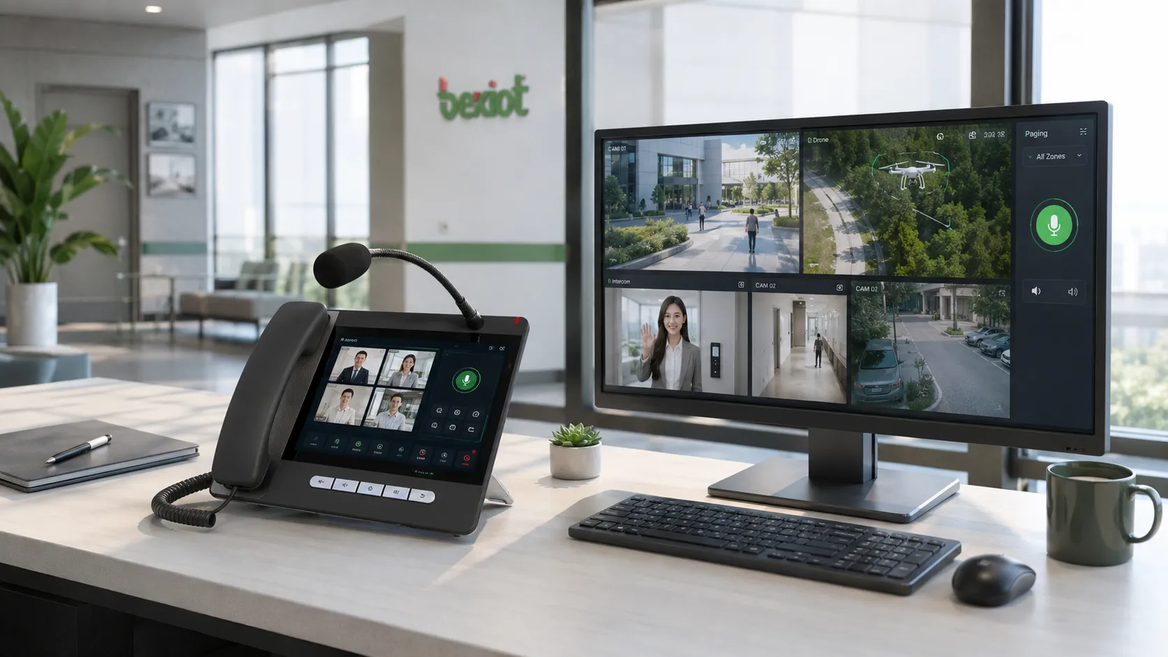 IP-Videotelefon für Meetingteilnahme Videoüberwachung Türintercom Paging-Kopplung und Drohnenstream-Überwachung