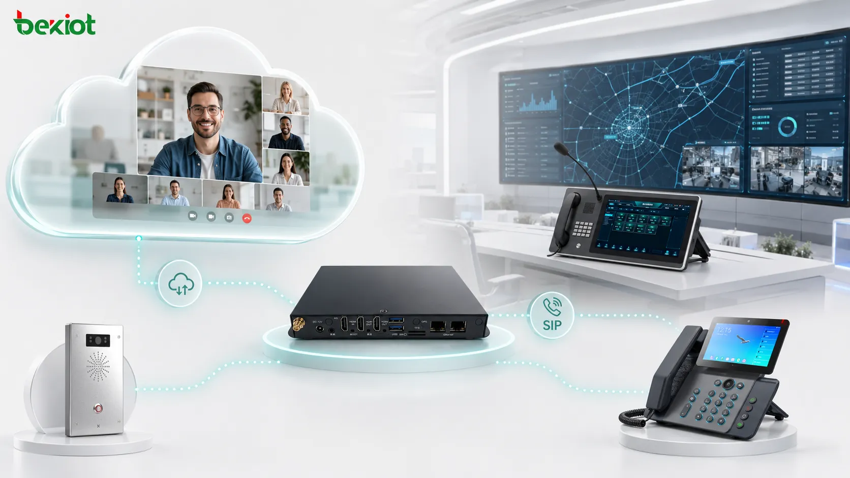 Cloud-Videomeeting-Plattform verbunden mit einer Leitstelle über SIP-basierte Einsatzintegration