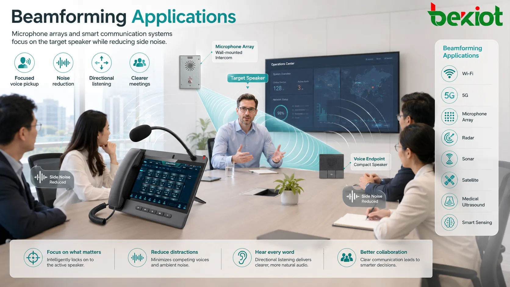 Beamforming-Anwendungen in Wi-Fi, 5G, Mikrofonarray, Radar, Sonar, Satelliten und medizinischem Ultraschall