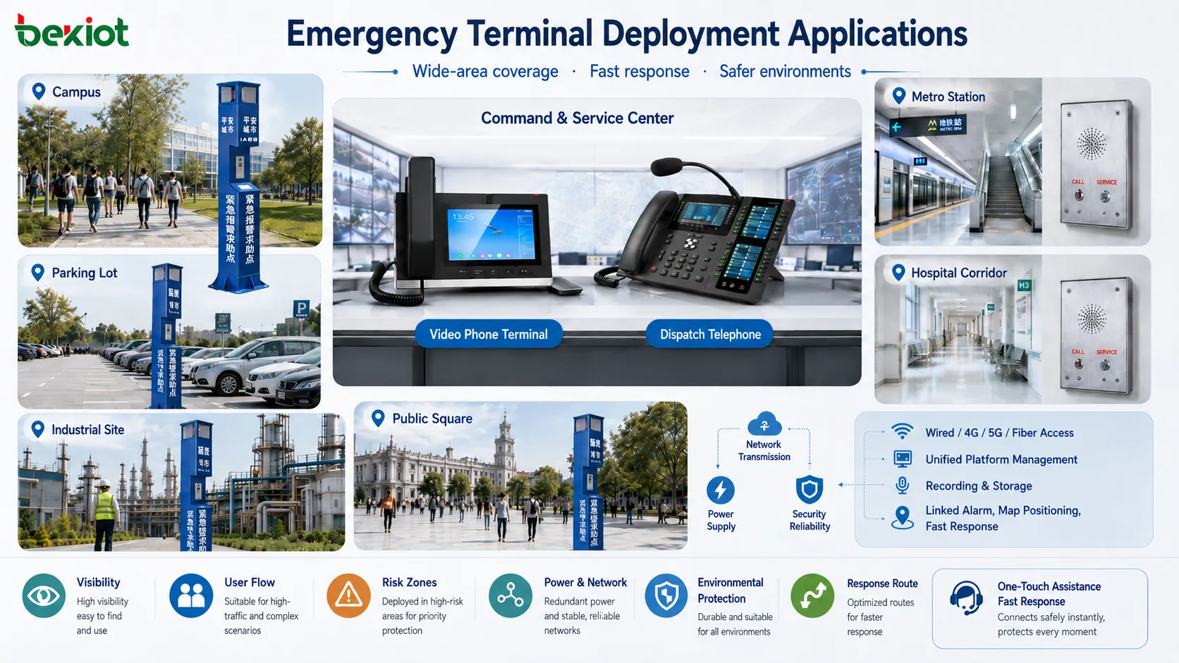 Bereitstellung eines Terminal-Hilfesystems auf Campus Parkplatz U-Bahnstation Krankenhausflur Industriestandort und öffentlichem Platz