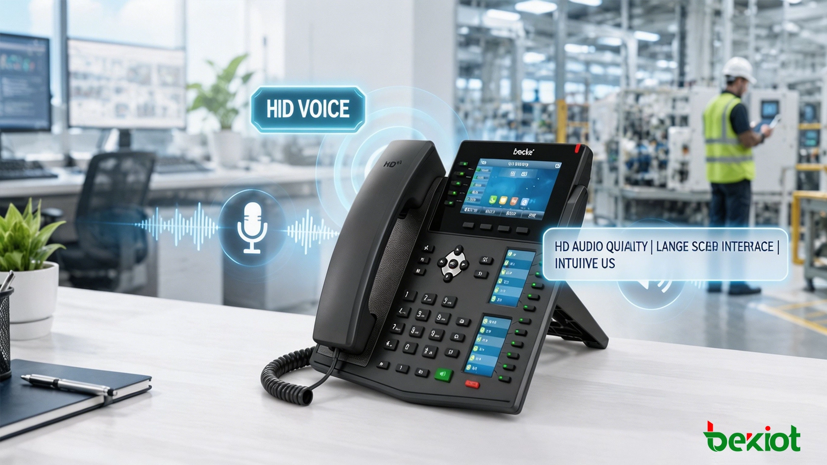 IP-Telefonoberfläche mit HD-Sprachdisplay, Betriebssystem und Geschäftsruffunktionen
