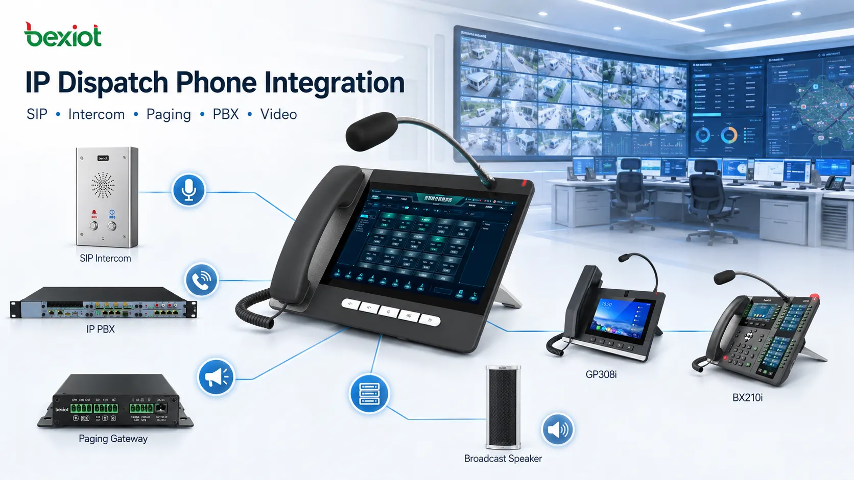 IP-Kommunikationsapparat integriert mit SIP-Gegensprech, IP-TK, Seitenruf-Gateway, Videoterminal und Sicherheitskontrollraum