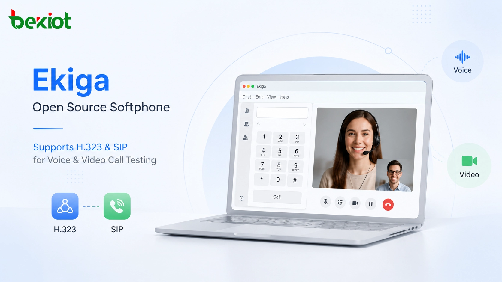 Ekiga Open-Source-Softphone mit Unterstützung für H.323 und SIP für Sprach- und Videoanruftests