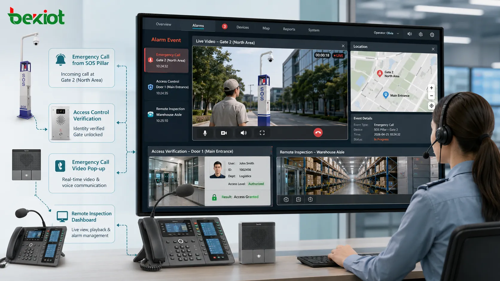 Anwendungsfälle der Videointegration mit Alarmverknüpfung Zutrittsprüfung Notruf Video-Pop-up und Ferninspektion