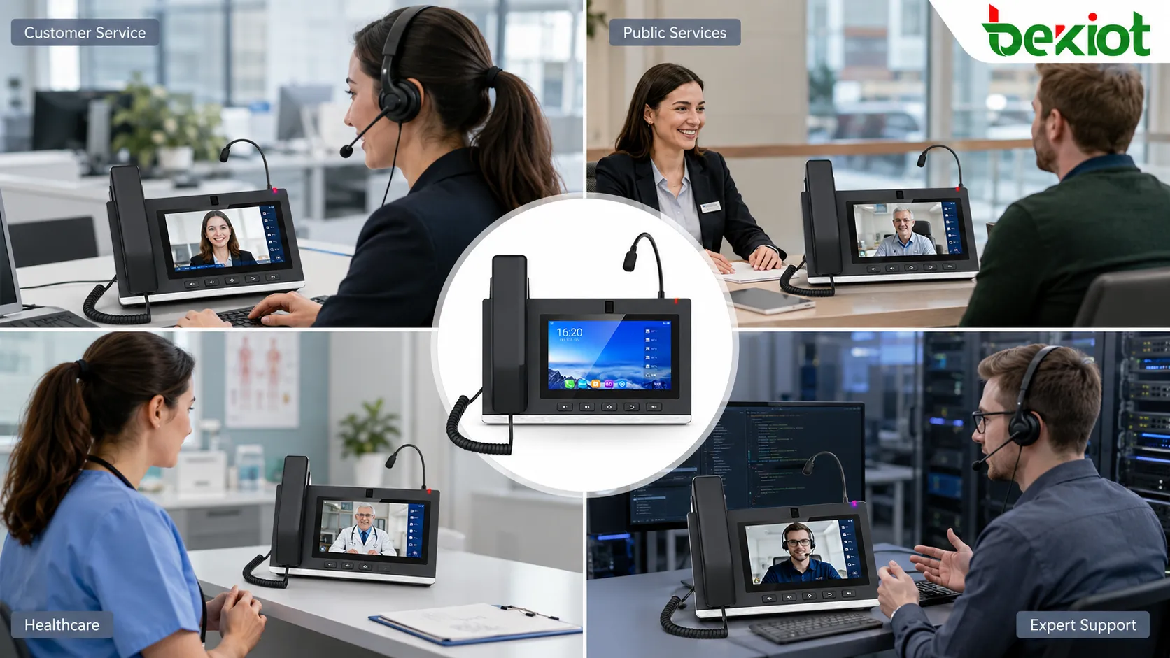 Videotelefone in Kundenservice, Fernberatung, öffentlichen Diensten, Gesundheitswesen und Expertenunterstützungsszenarien