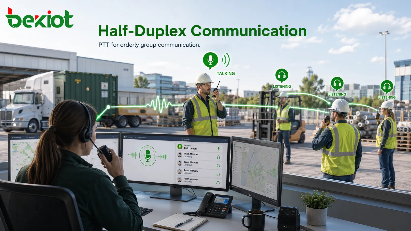 Halbduplex-Funk-Push-to-Talk-Kommunikation für den Feldeinsatz und Mehrbenutzer-Arbeitsgruppen