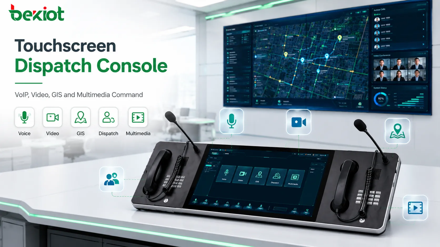 Touchscreen-Einsatzkonsole für VoIP-Sprache, Video, GIS und Multimedia-Kommandooperation