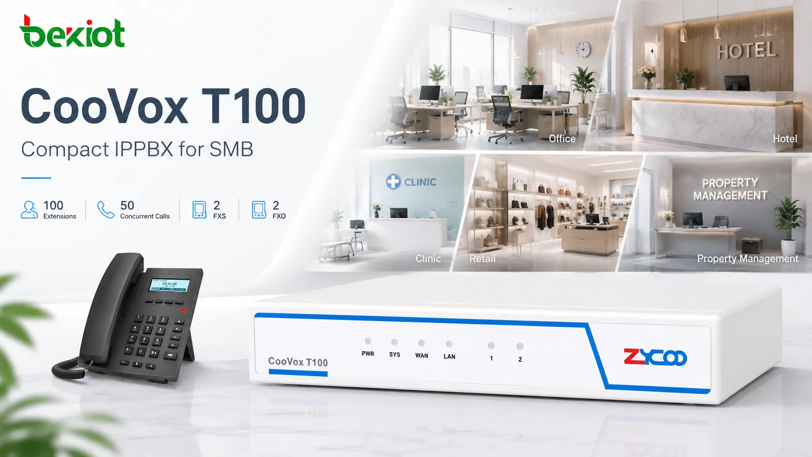 Zycoo T100 CooVox IPPBX Hardwareserver für die Kommunikation kleiner und mittlerer Unternehmen