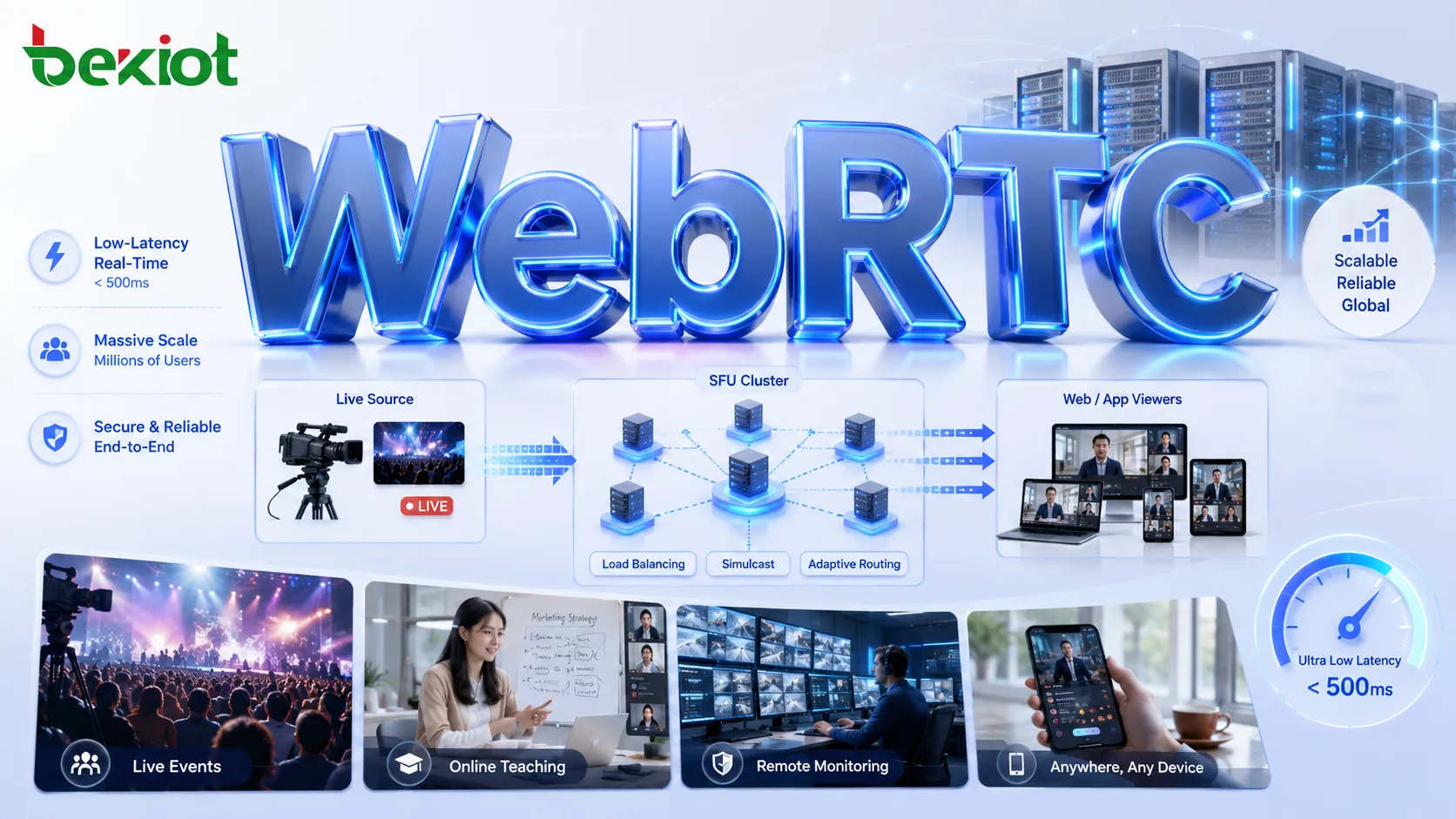 WebRTC-Live-Streaming mit niedriger Latenz: technische Grenzen, reale Fälle und SFU-Cluster-Design