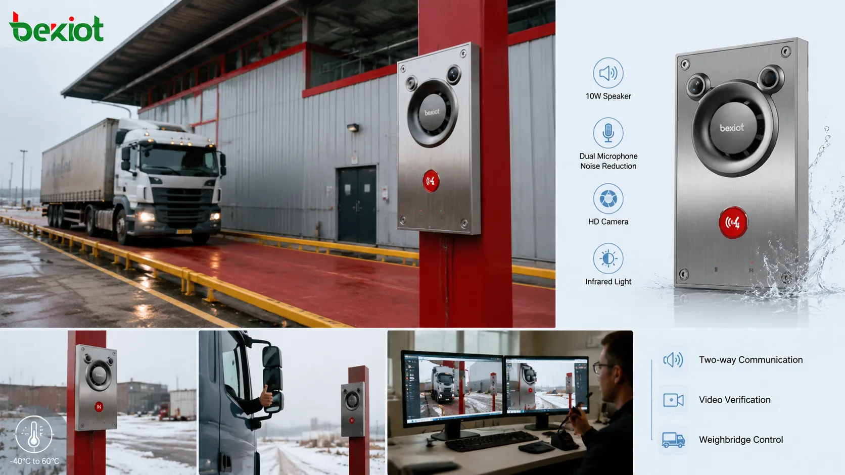 BHP-SOSA12V-Video-Gegensprechsystem für die Kommunikation mit dem Leitstand der Lkw-Waage, Fahrzeugprüfung und den Außeneinsatz