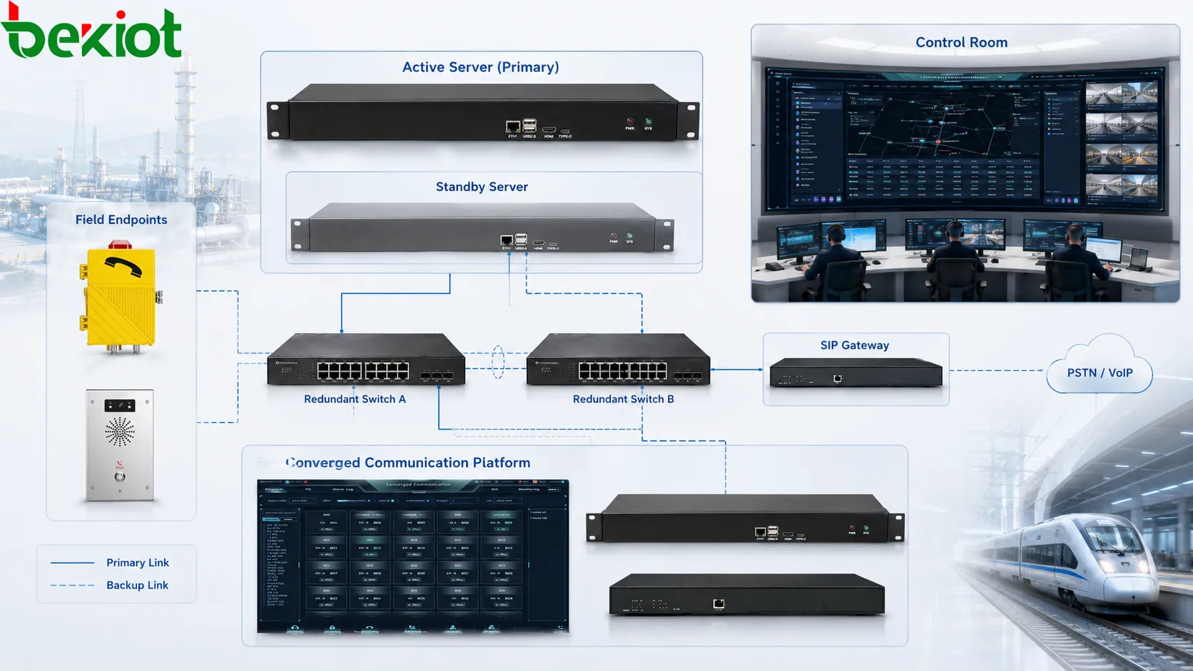 Failover-Ablauf mit Zustandsprüfung, Fehlererkennung, nicht verfügbarem Primärpfad, Aktivierung der Ersatzroute, Wiederherstellung der Rufwege und Administratoralarm