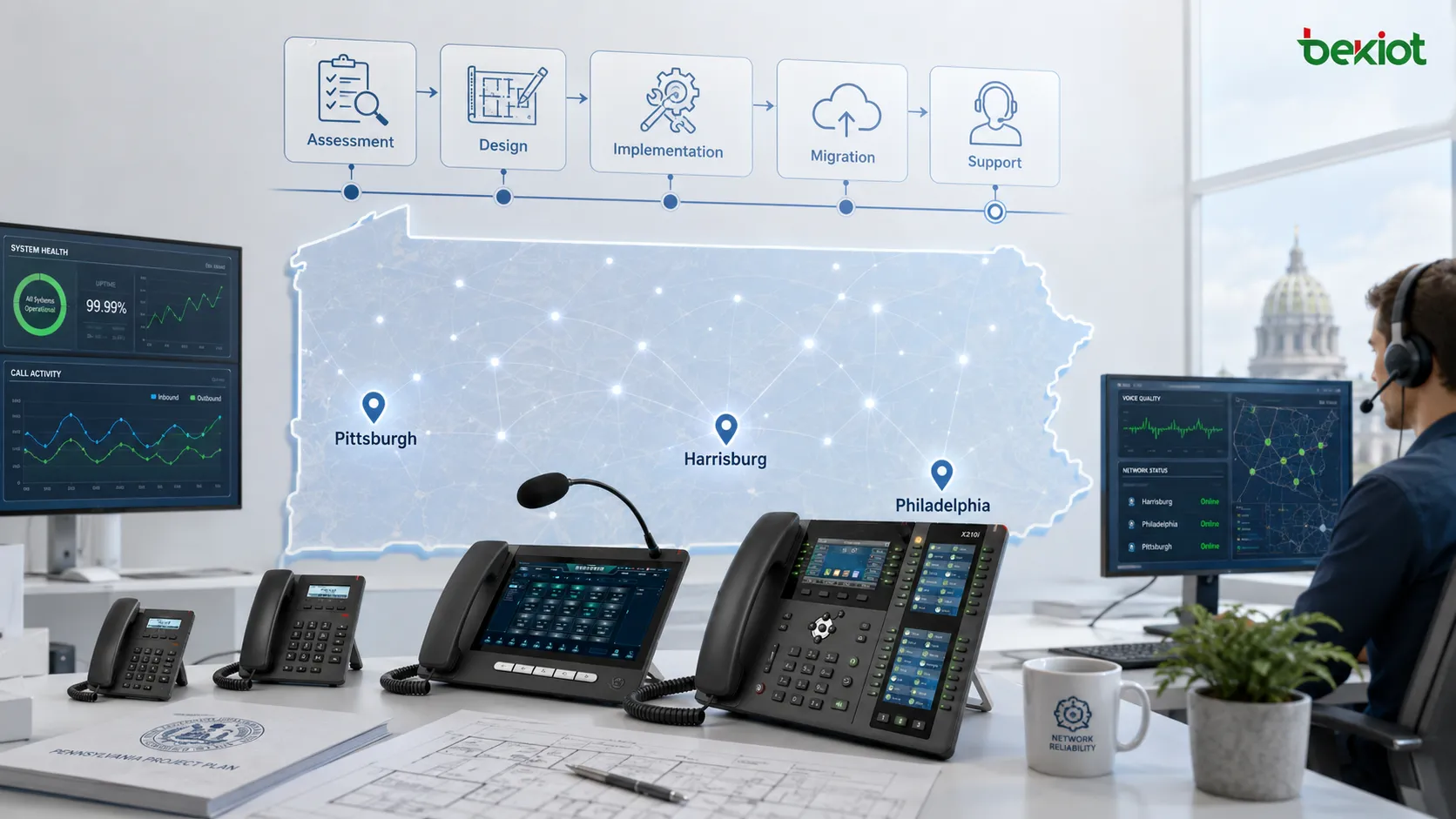 Modernisierung der Kommunikation im öffentlichen Sektor mit Anbindung von Regierungsbüros in Harrisburg an moderne lokale VoIP-Systeme