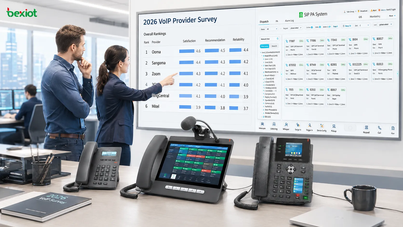 VoIP-Anbieterumfrage 2026 mit Vergleich von Ooma Sangoma Zoom 3CX RingCentral und Mitel nach Zufriedenheit und Empfehlungsbereitschaft von IT-Fachleuten