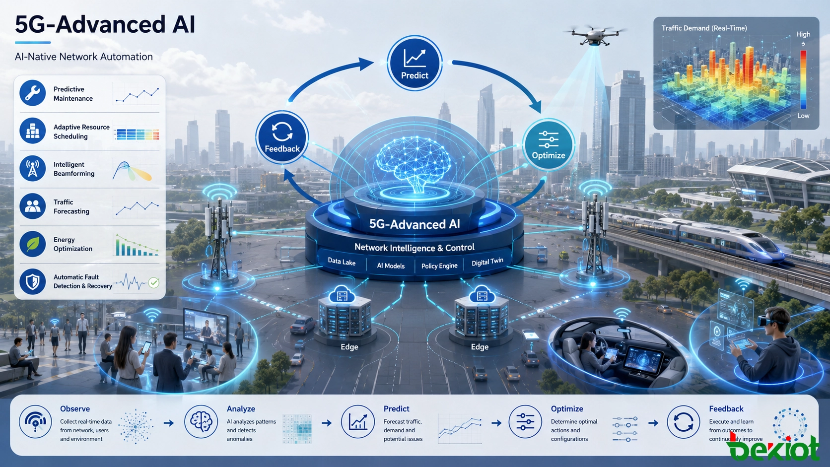 5G-Advanced-KI-gesteuerte Regelkreis-Netzautomatisierung für Vorhersage, Ressourcenplanung, Strahlformung und Energieoptimierung