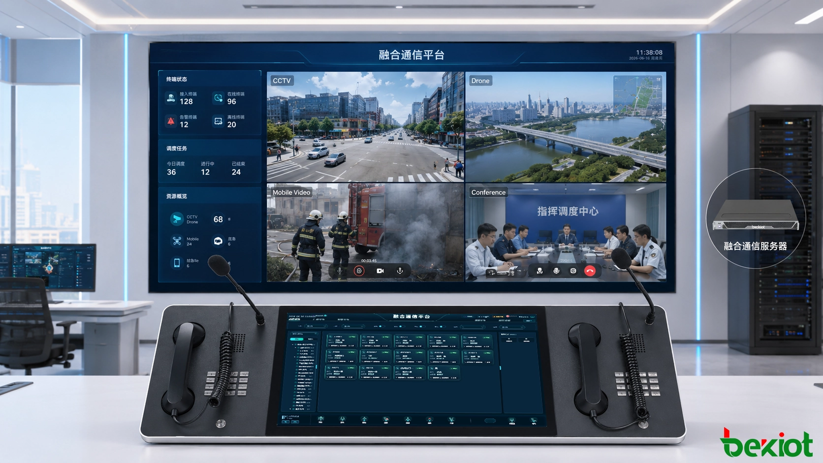 Einheitliches Einsatzzentrum, das CCTV-, Drohnen-, Videokonferenz- und Mobilvideo-Streams nach Protokoll- und Mediennormalisierung anzeigt