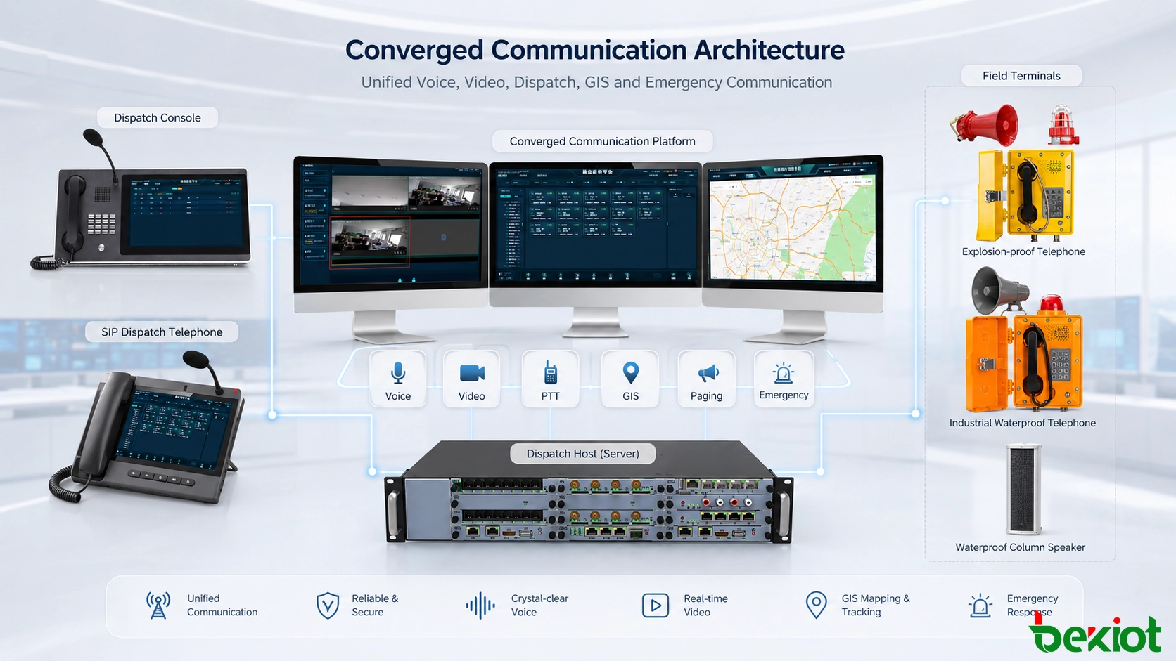 Unified-Communications-Architektur, die Sprach-, Video-, Konferenz- und Push-to-Talk-Dienste verbindet
