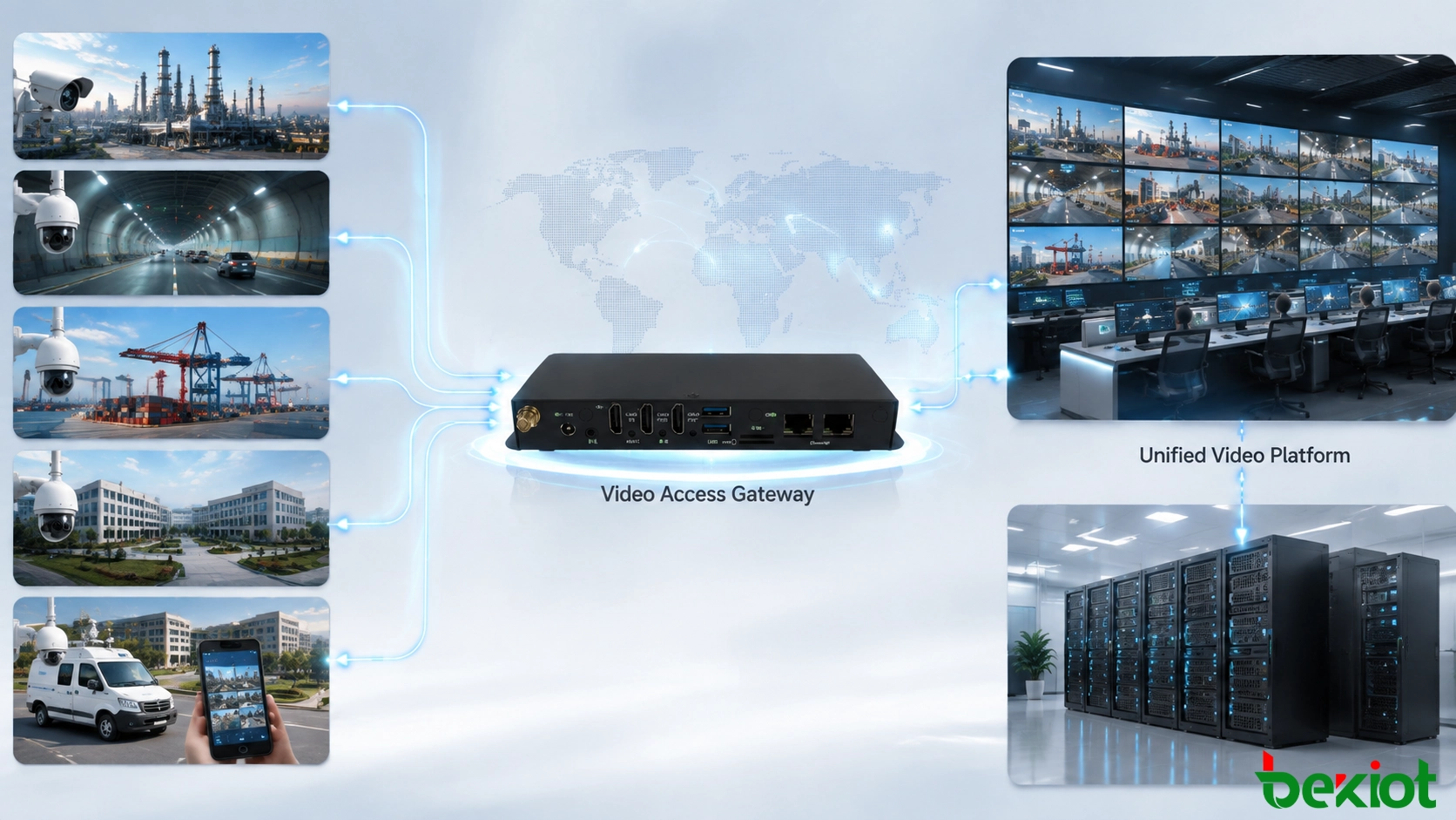 Videozugangs-Gateway integriert mehrere Überwachungsplattformen und verteilte Kamerarressourcen