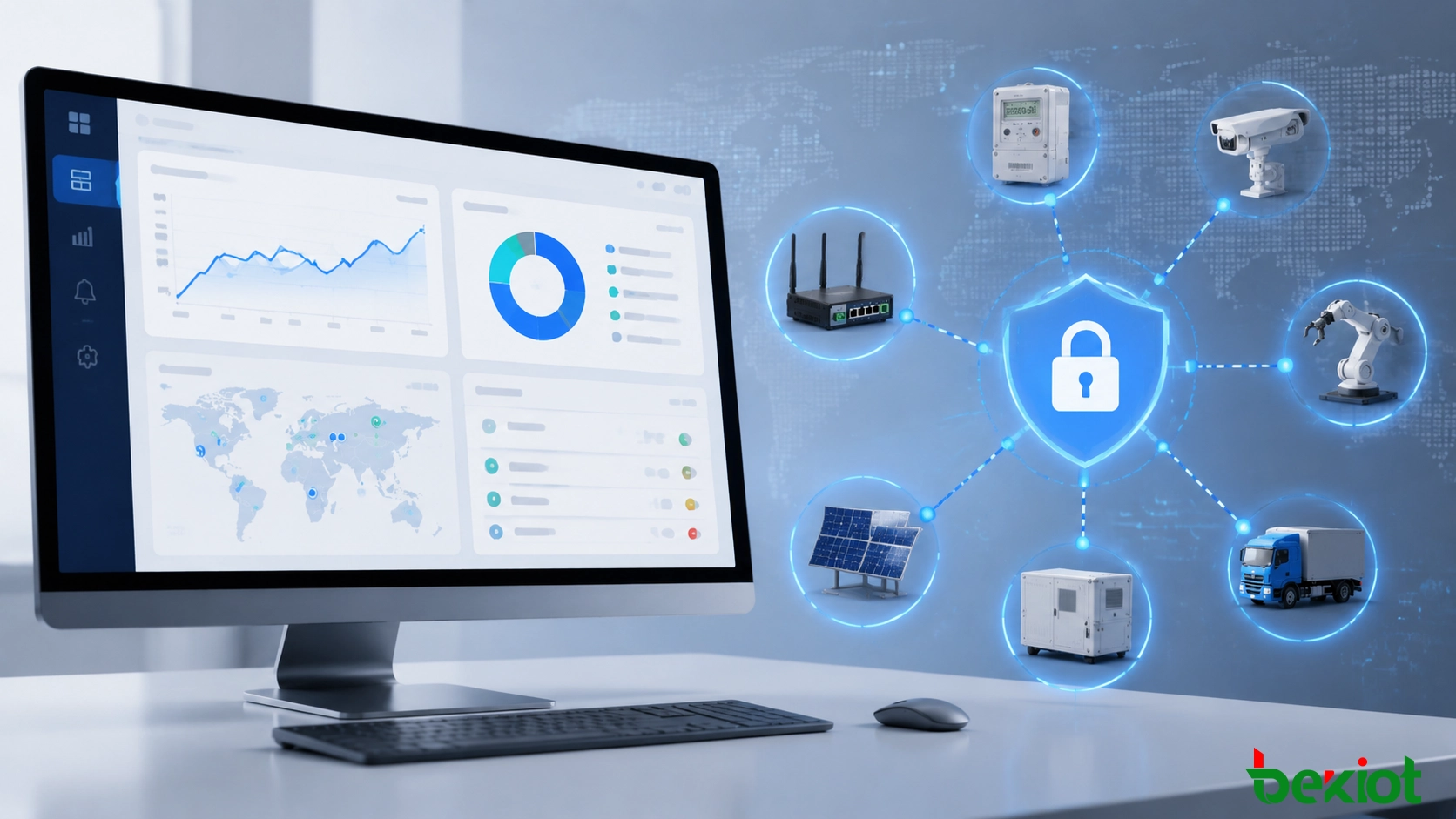 Unternehmens-IoT-Verwaltungsplattform überwacht verbundene Geräte und den Netzwerksicherheitsstatus