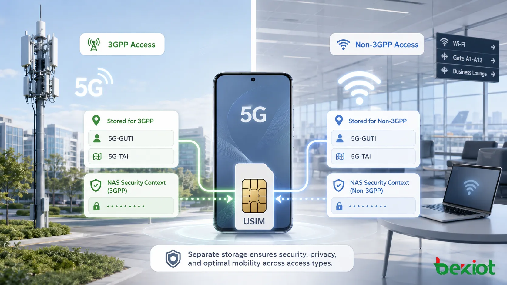 5G-USIM speichert getrennte Standortinformationen und NAS-Sicherheitskontexte für 3GPP- und Nicht-3GPP-Zugang