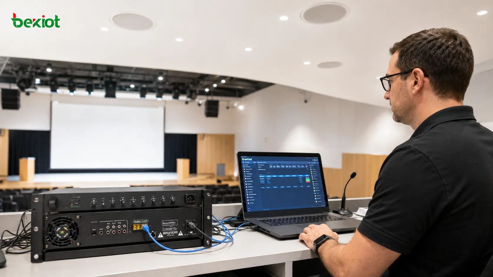 Theater-PA mit höherer Live-Zuverlässigkeit durch Netzwerküberwachung, Fernsteuerung sowie doppelte Dante- und Analogeingänge