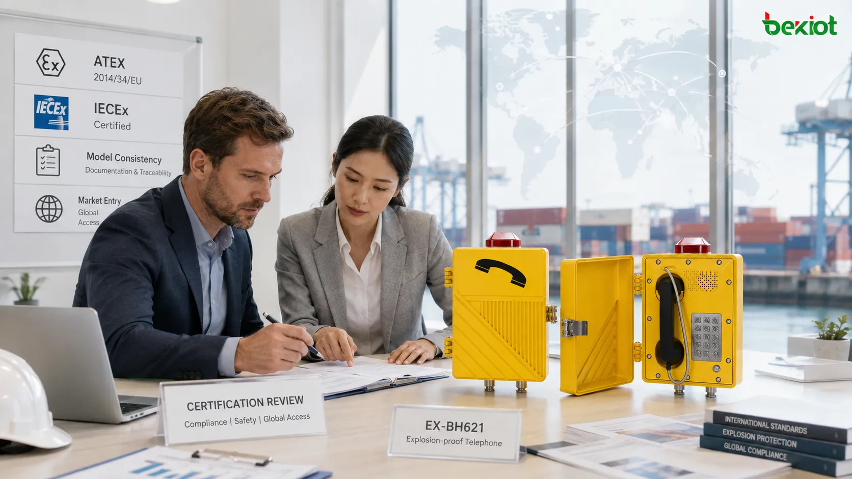 Internationale Zertifizierungsprüfung für explosionsgeschützte Telefone mit Modellkonsistenz, ATEX, IECEx, nordamerikanischer Gefahrenbereichsklassifizierung, Beschaffungsfreigabe und Marktzugangsanforderungen