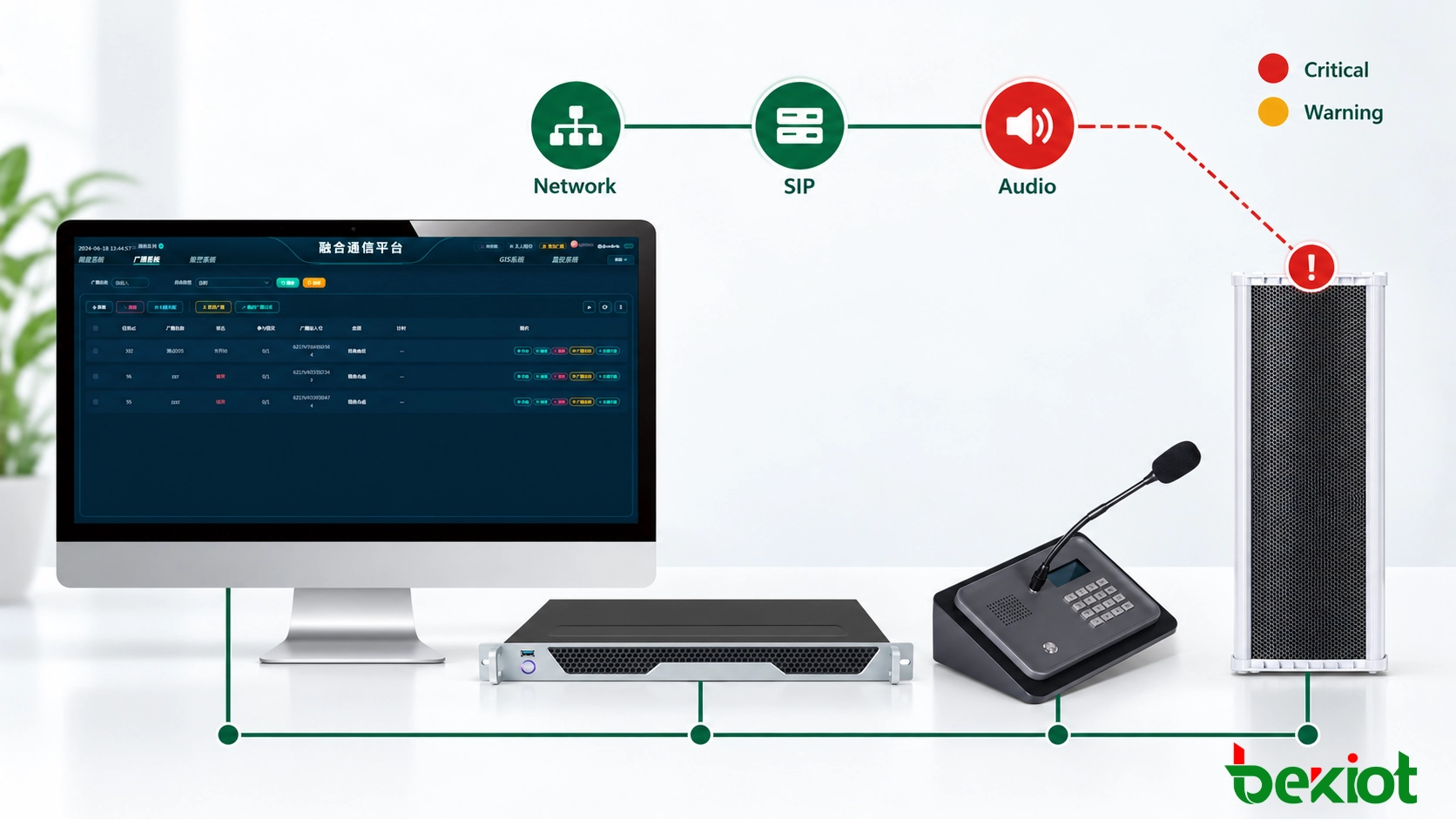 SIP-Lautsprecher-Alarmklassifizierung und standardisierter Fehlerbehandlungs-Workflow