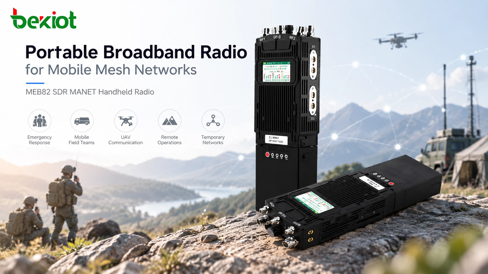 Produktansicht des MEB82 SDR MANET Handfunkgeräts