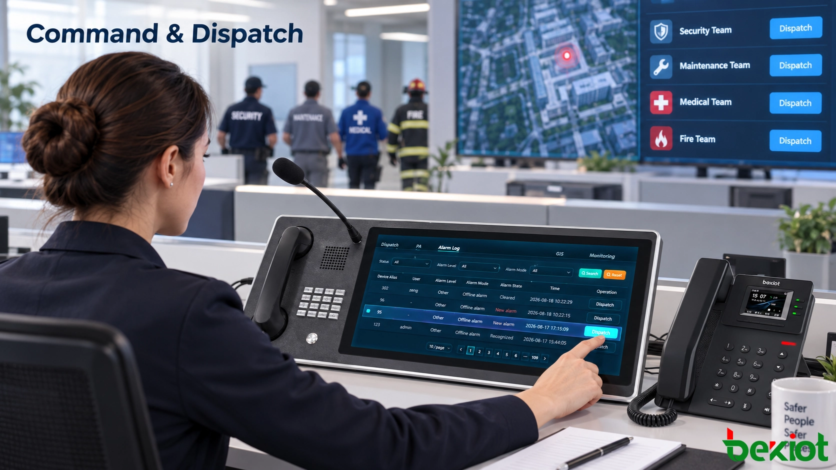 Notfalldispatch-Arbeitsplatz koordiniert Einsatzressourcen aus einer Leitstelle