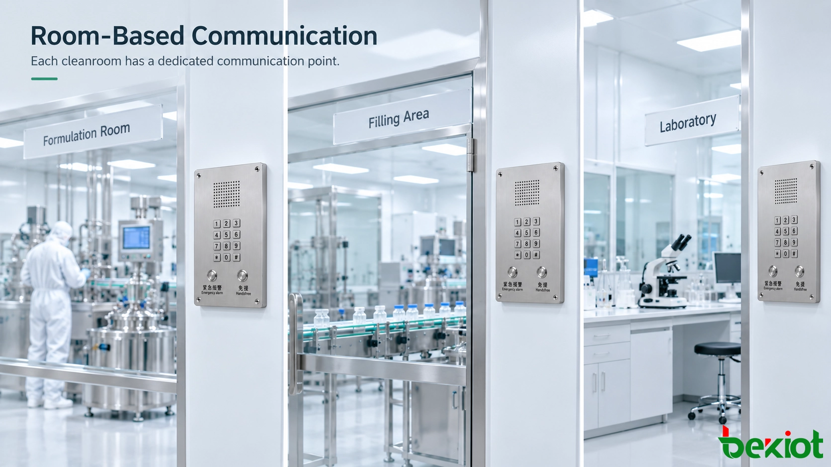 Telefonkommunikationspunkte über kontrollierte Produktionsbereiche hinweg