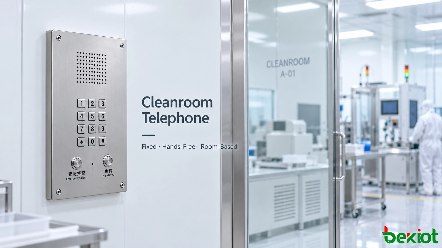 Festes Reinraumtelefon im Vergleich zu einem herkömmlichen Tischtelefon