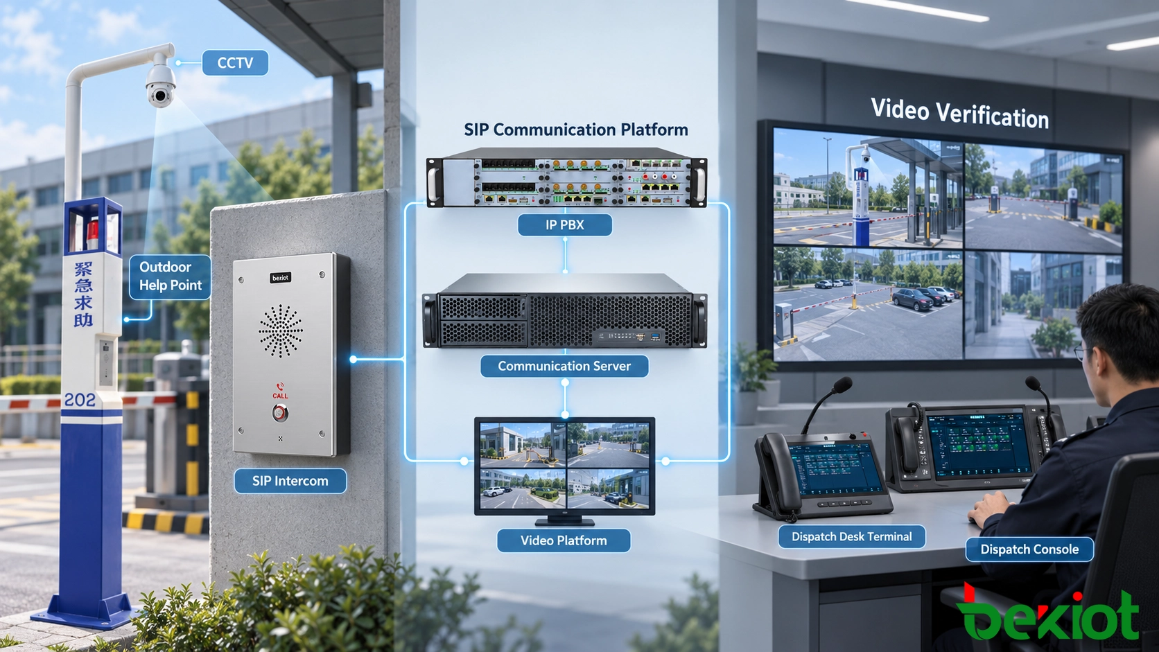 SIP-Notrufsprechstelle mit CCTV-System zur visuellen Lageprüfung