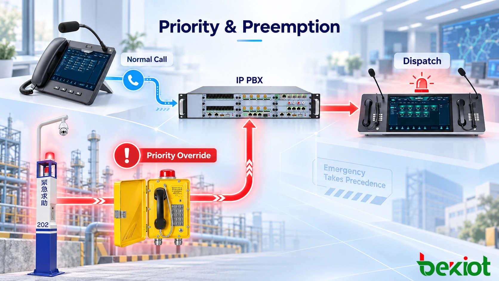 SIP-Prioritätsanrufarchitektur mit IP-PBX und Leitstellenkonsole